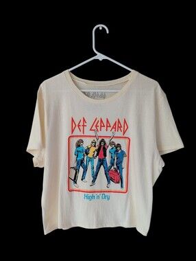 Vintage Vibe Def Leppard "High 'n' Dry" Graphic Short Sleeve T-Shirt 2X Yellow